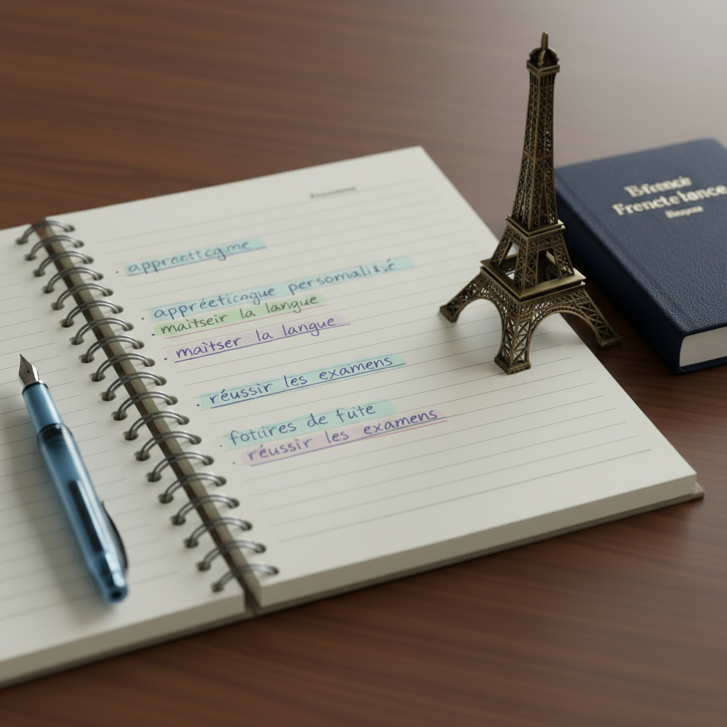 Add a small Eiffel Tower statue on the desk in the picture, making it look realistic and as if it belongs naturally in the scene.